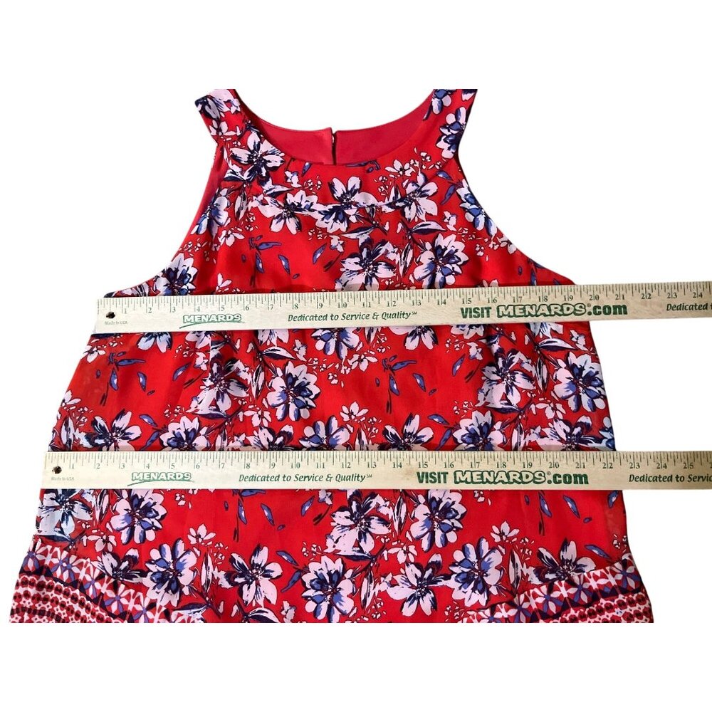 Alyx Floral Sleeveless Blouse Womens L Red Blue Lined Shell Used - Picture 10 of 13
